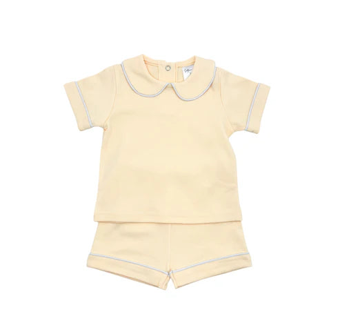 Boys Peter Pan Collar Piping Edge Shorts Set