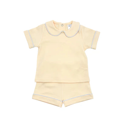 Boys Peter Pan Collar Piping Edge Shorts Set