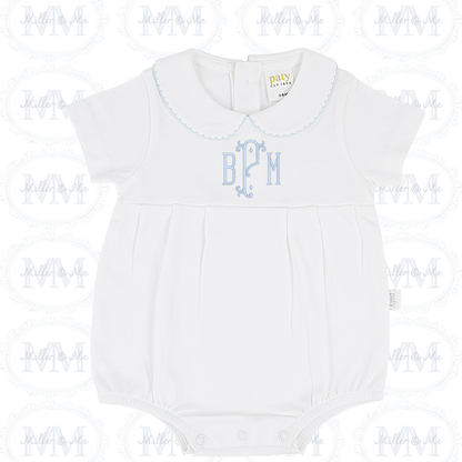 Paty Organic Cotton Onsie with Peter Pan Collar & Pleated Front