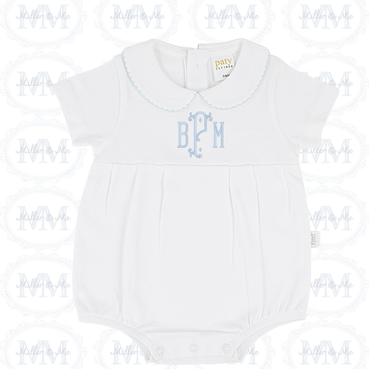 Paty Organic Cotton Onsie with Peter Pan Collar & Pleated Front