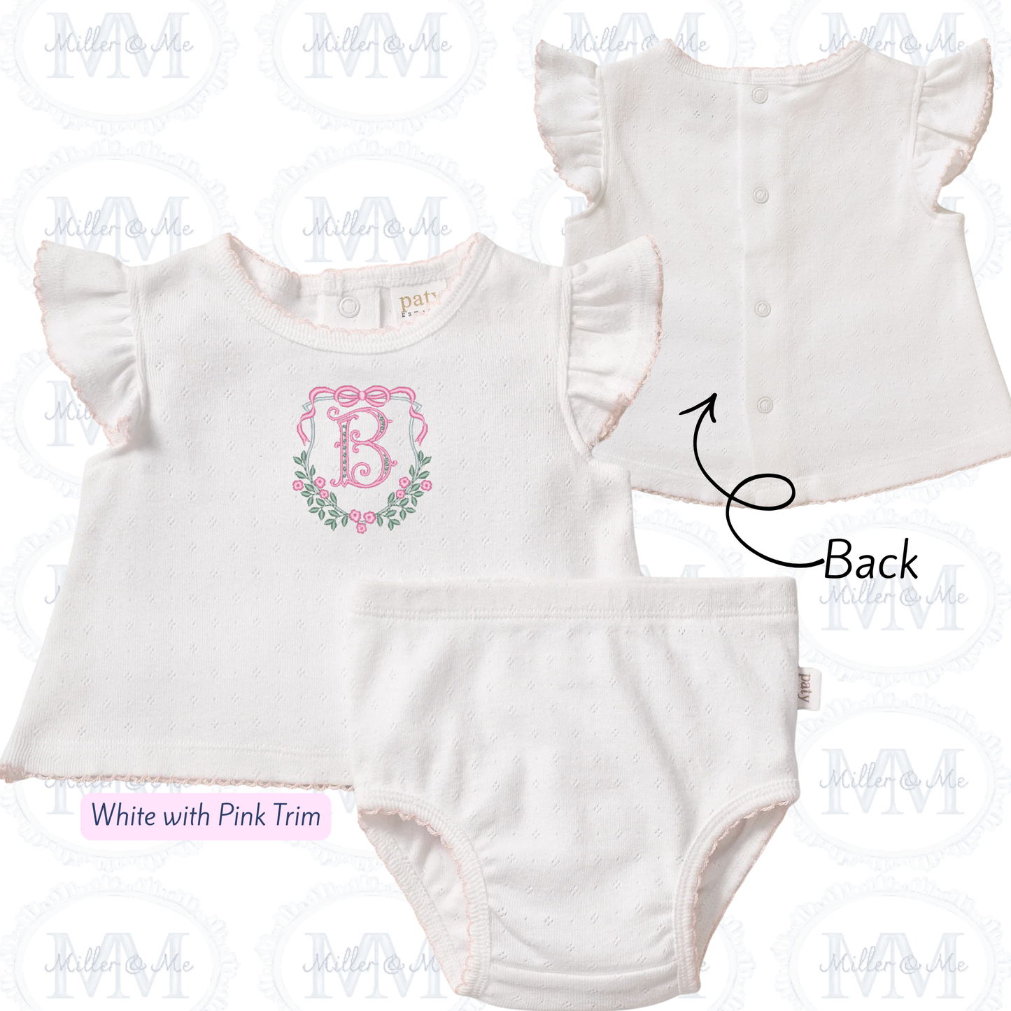 Paty Organic Cotton Pointelle Diaper Set with Flutter Sleeves