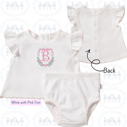 Paty Organic Cotton Pointelle Diaper Set with Flutter Sleeves