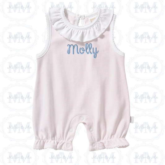 Paty Organic Cotton Striped Bubble with Ruffle Collar