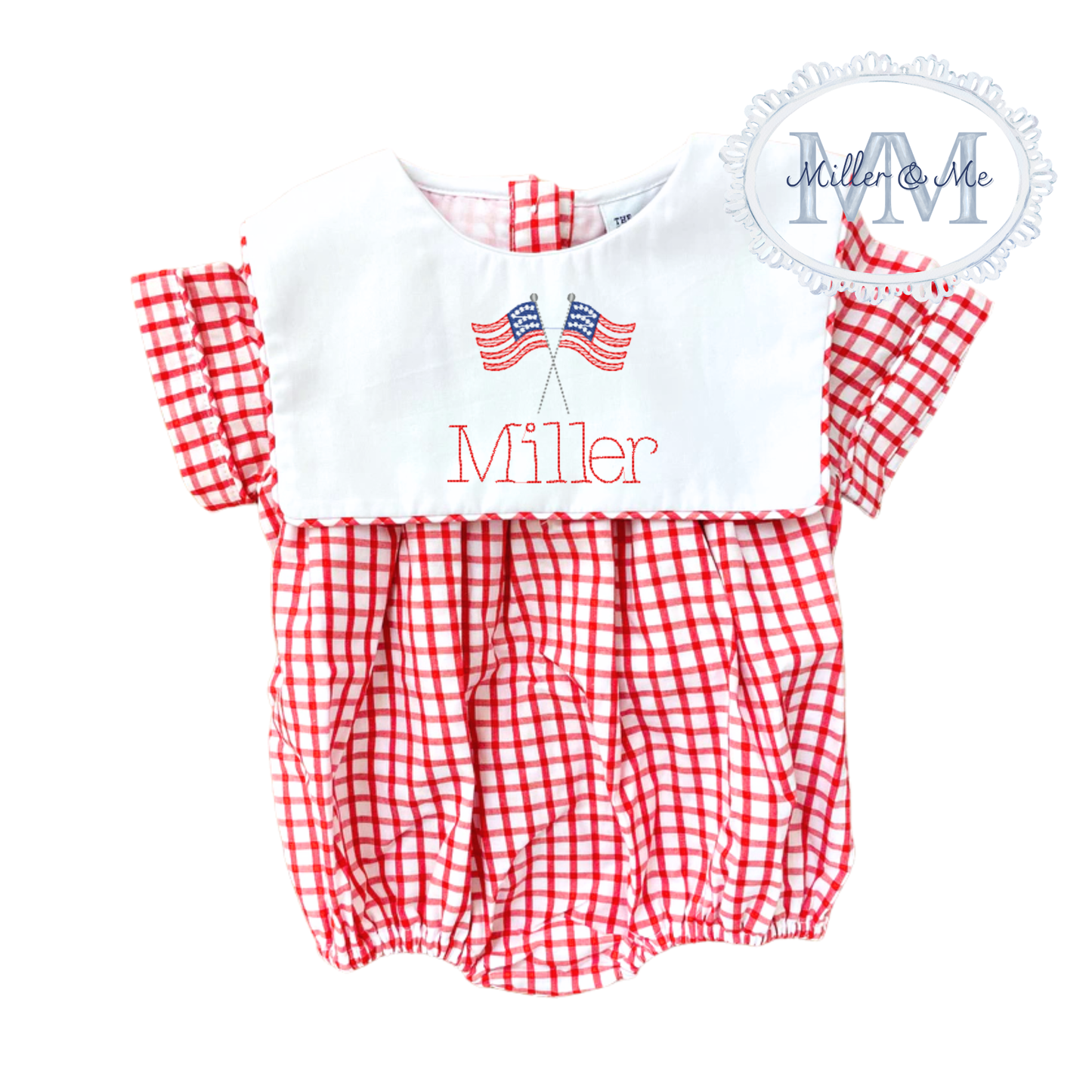 Boys Patriotic Red Gingham Bubble
