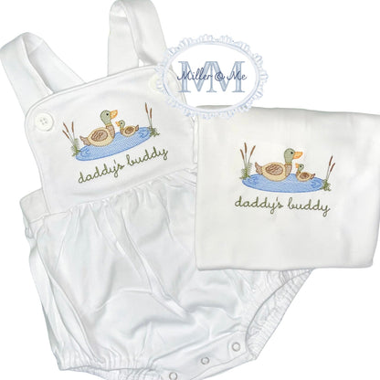 Daddy's Buddy Mallard Design Embroidered Bubble Romper or Shirt