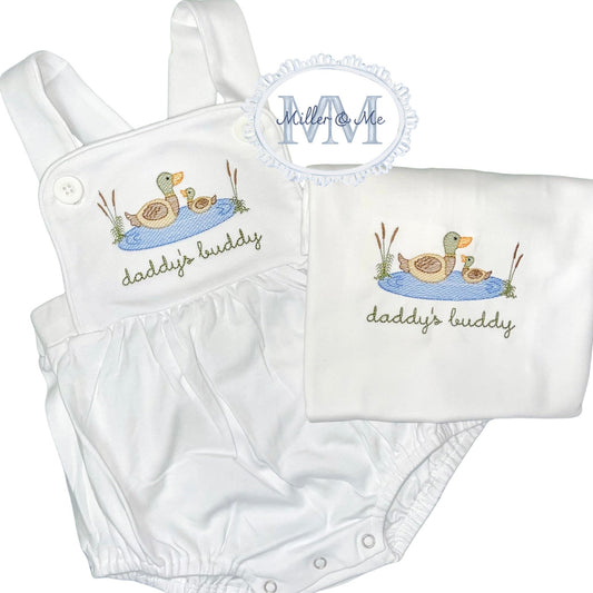 Daddy's Buddy Mallard Design Embroidered Bubble Romper or Shirt