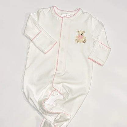 Picot Trim Button Down Baby Footie