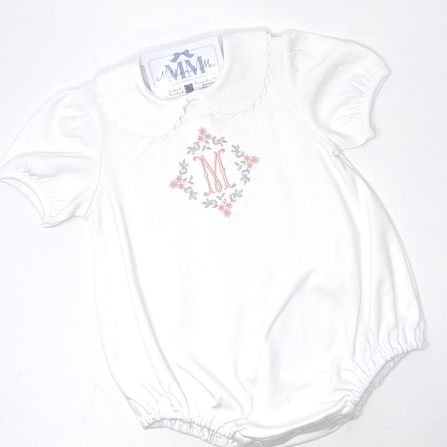 White Heirloom Floral Girls Bubble