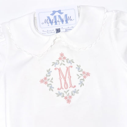 White Heirloom Floral Girls Bubble