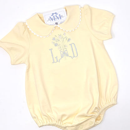 Pale Yellow Heirloom Floral Bouquet Girls Bubble