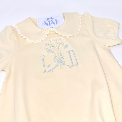 Pale Yellow Heirloom Floral Bouquet Girls Bubble