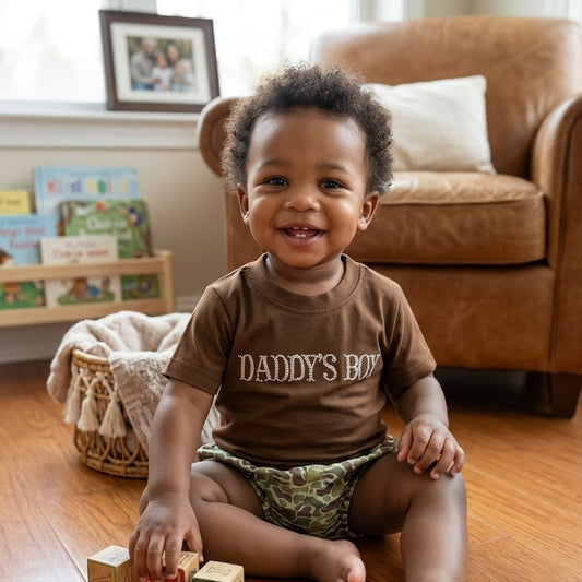 Camo French Knot Daddy's Boy Diaper Cover Set - Frog Skin Camo Pattern