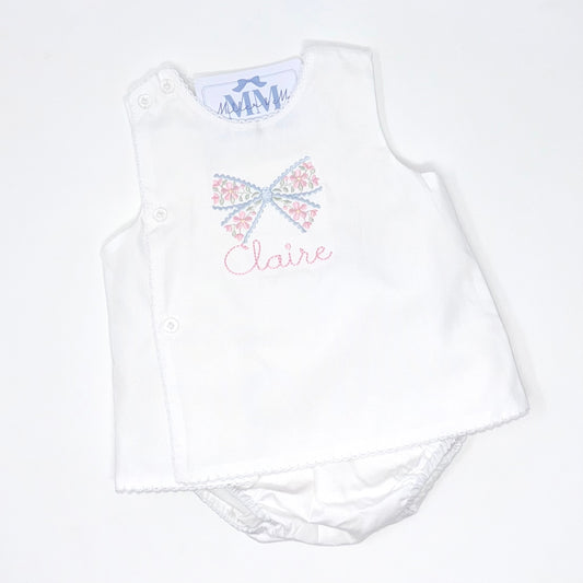Personalized Floral Bow Diaper Set