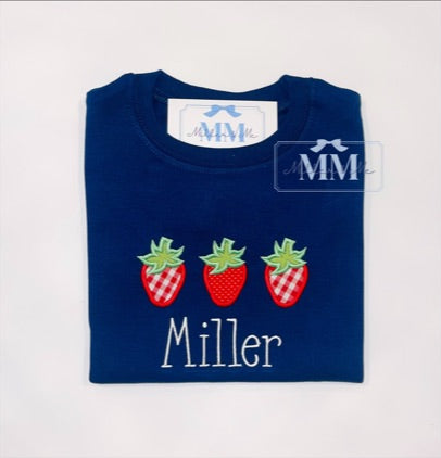 Strawberry Applique Personalized Shirt