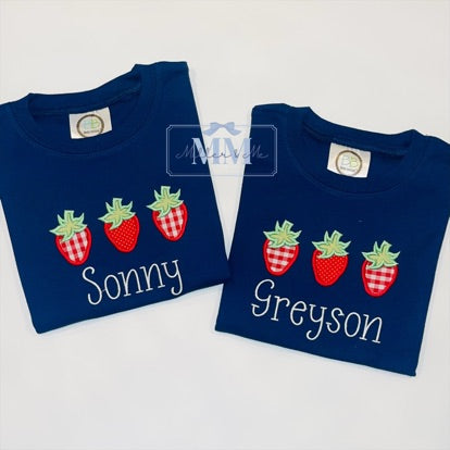 Strawberry Applique Personalized Shirt