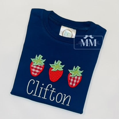 Strawberry Applique Personalized Shirt