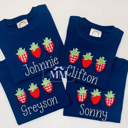 Strawberry Applique Personalized Shirt