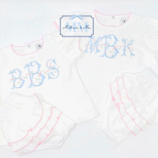 Personalized Diaper Set with Ruffle Diaper Cover