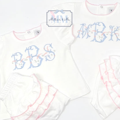 Personalized Diaper Set with Ruffle Diaper Cover