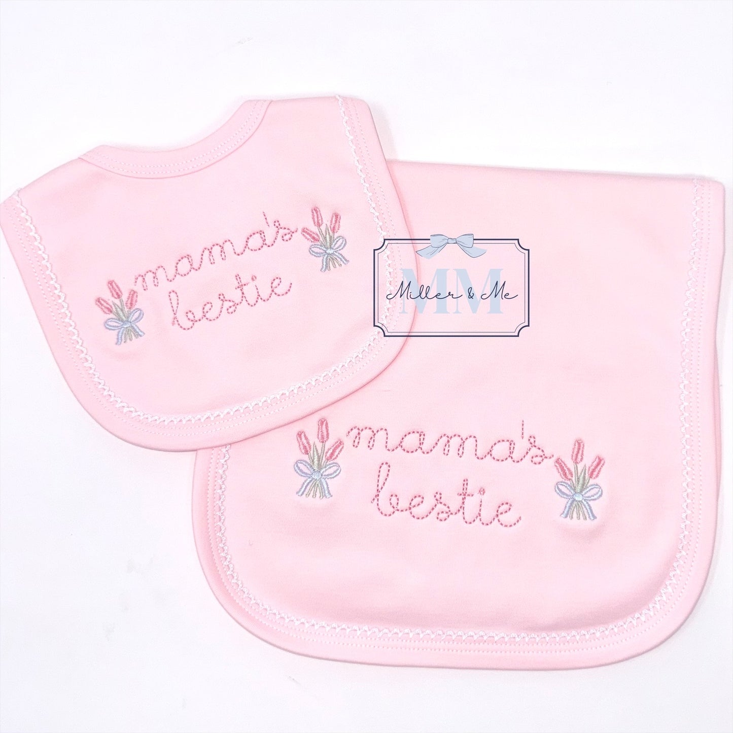 Picot Trim Bib & Burp Cloth