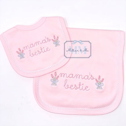 Picot Trim Bib & Burp Cloth