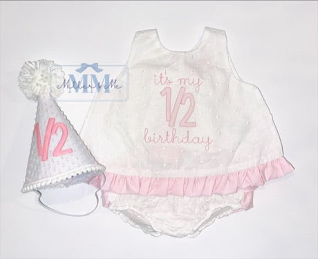 Baby Girls 1/2 Birthday Top & Bloomer Set