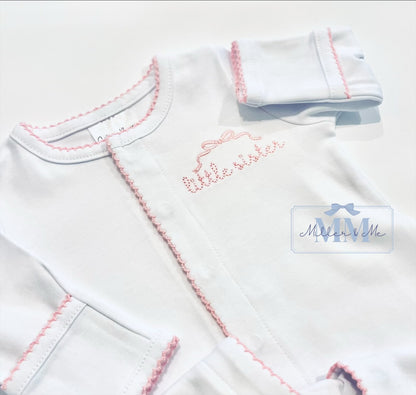 Picot Trim Button Down Baby Footie