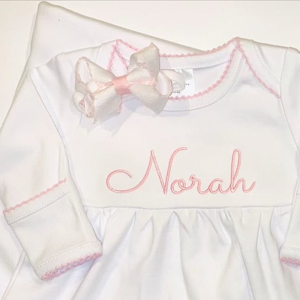 Picot Trim Baby Gown