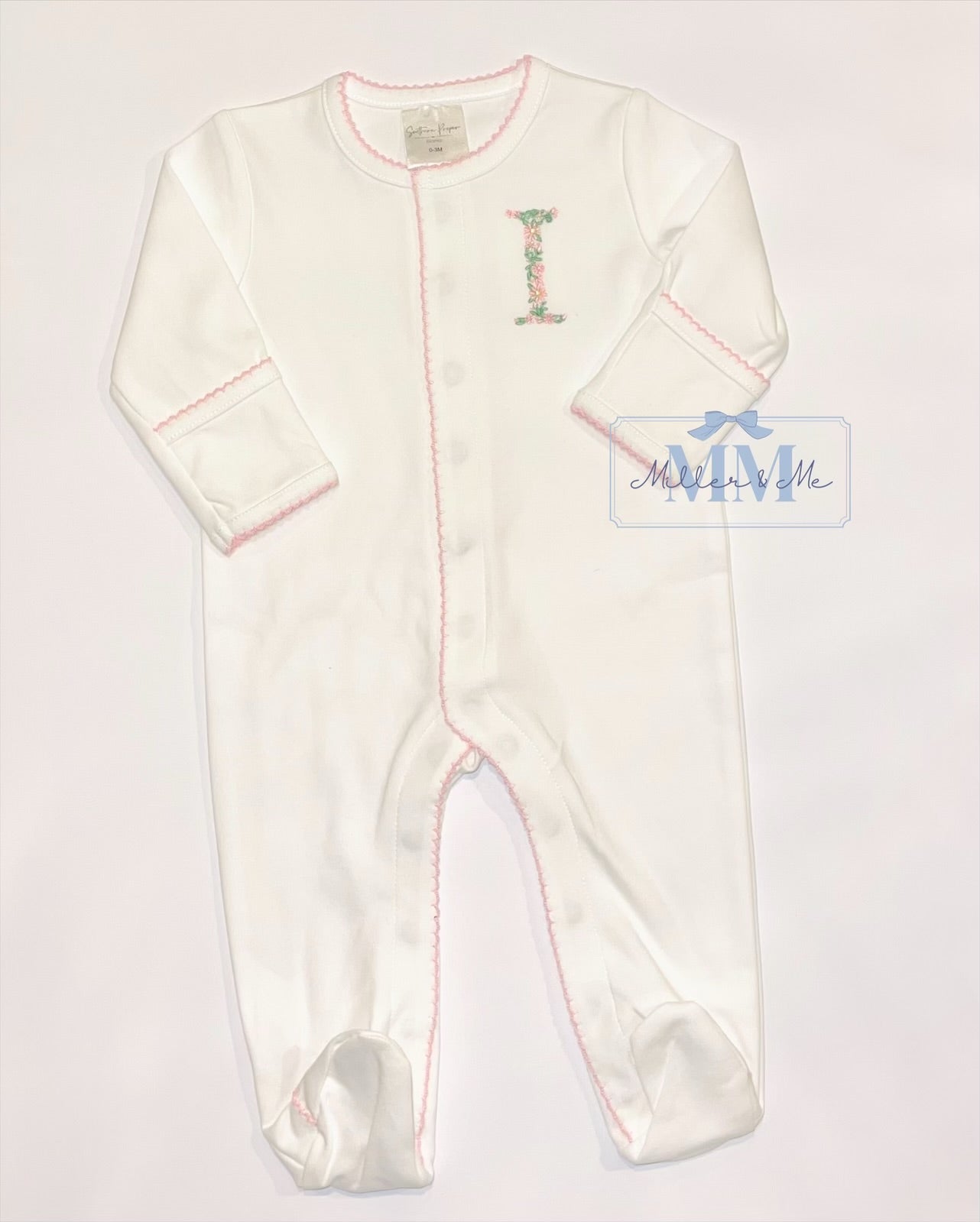 Picot Trim Button Down Baby Footie