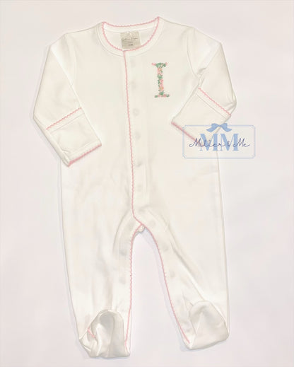 Picot Trim Button Down Baby Footie