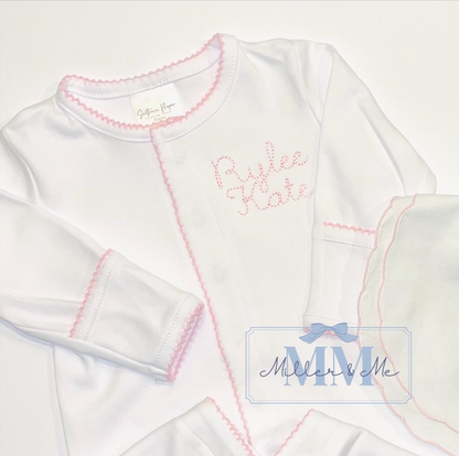 Picot Trim Button Down Baby Footie