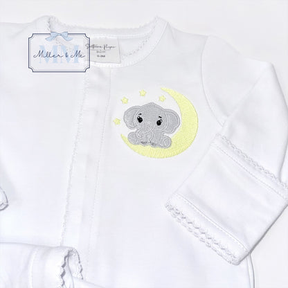 Picot Trim Button Down Baby Footie