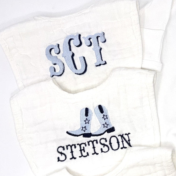 Western Themed Muslin Baby Bib