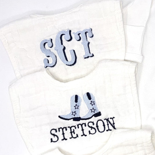 Western Themed Muslin Baby Bib
